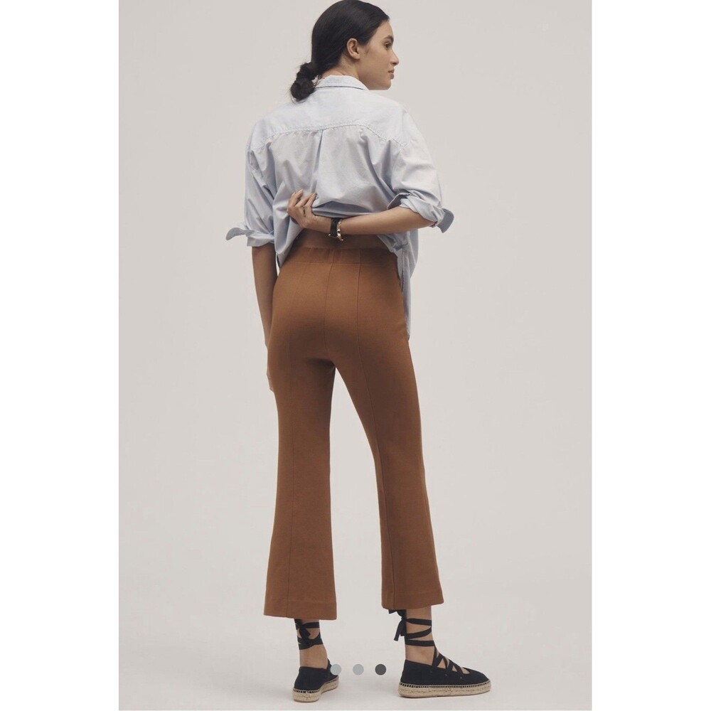 NWT Anthropologie Margot Kick Flare Cropped Pants In Natural Color Size Small - Picture 3 of 9